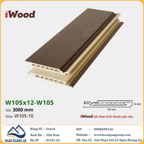 Tấm Ốp Tường Ốp Trần Nano Giả Gỗ Hèm U Iwood W105-10
